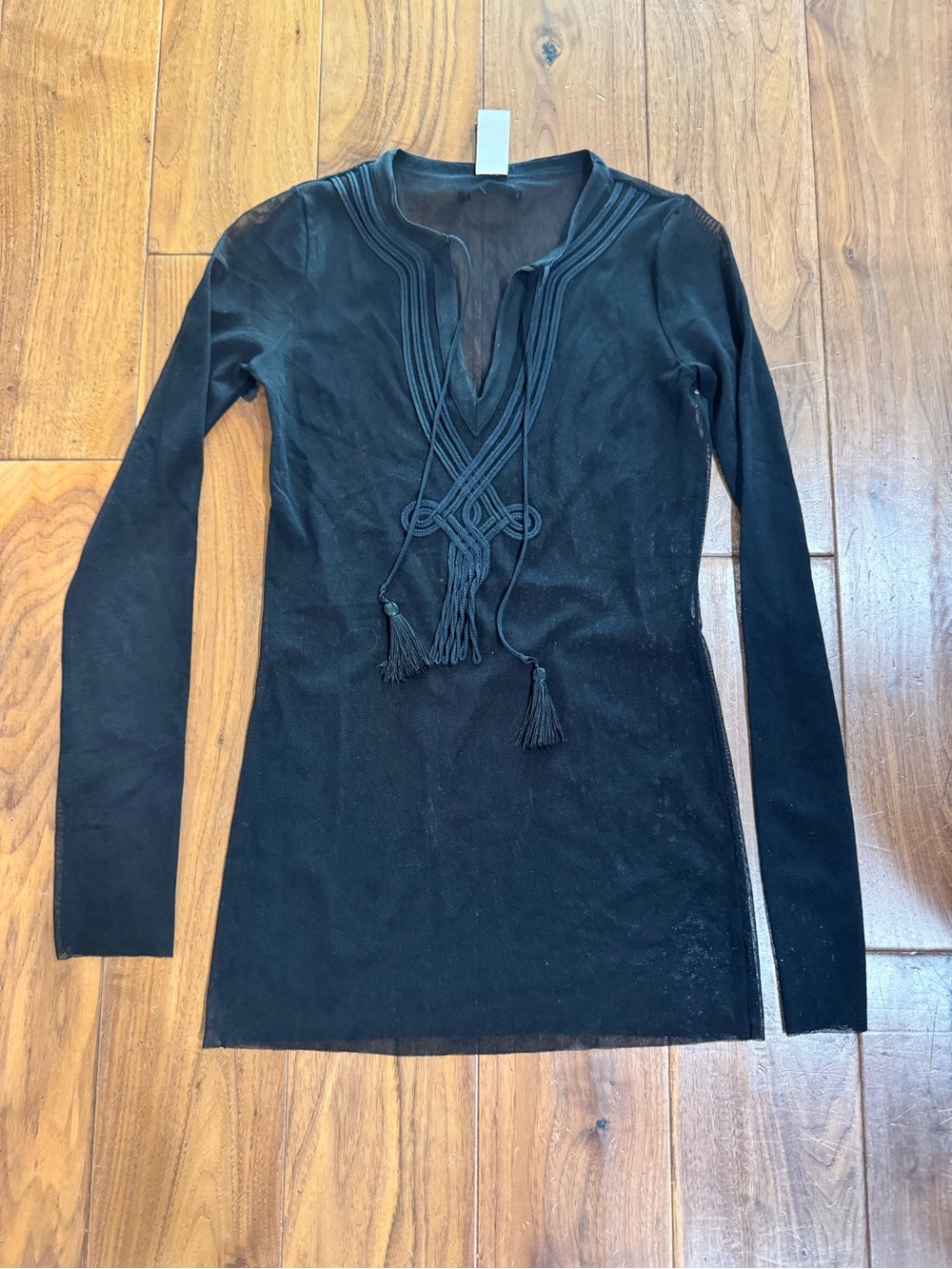 Vintage Jean Paul Gaultier Soleil Sheer Mesh Tassel Top Size S.